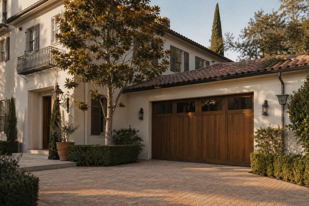 Garage alongside a traditional Beverly Hills home