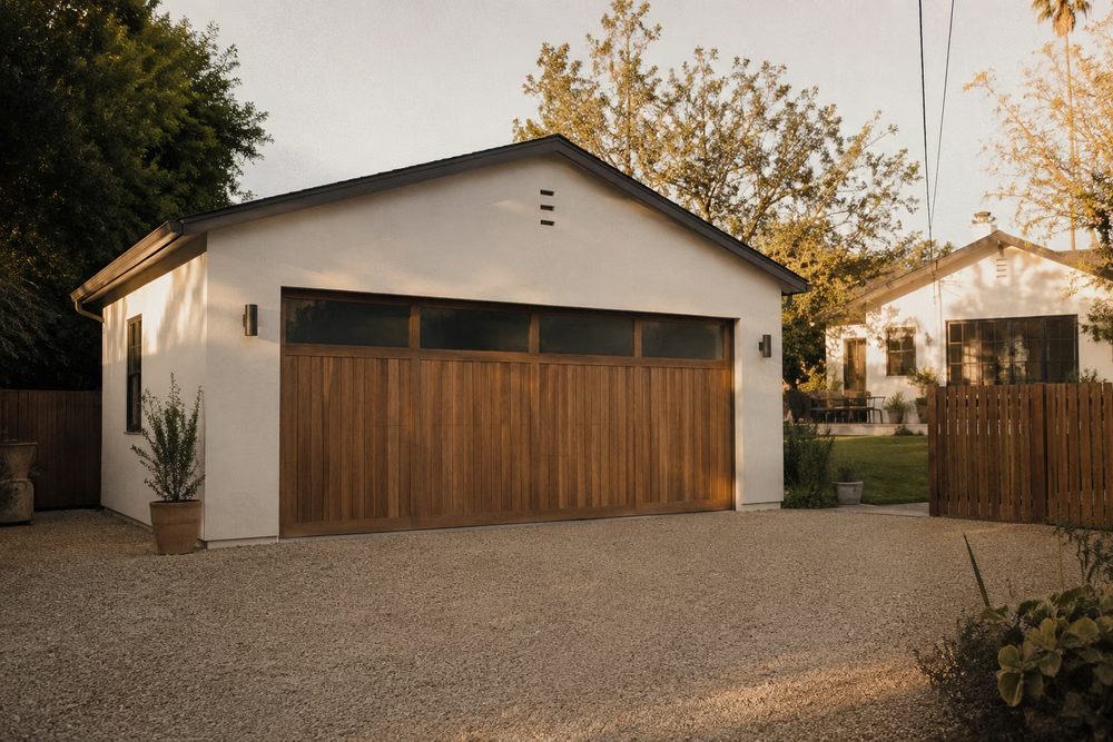 Newly built detached garage alongside a Los Angeles home